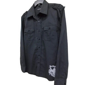 red Level Nine black button up collared shirt. Size XL.   C55​​​​